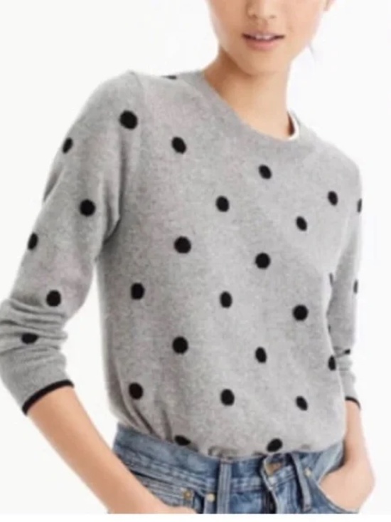 J. Crew Sweaters - J. Crew Cashmere Gray Polka Dot Sweater Small
